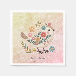 Little Bird Löv Flowers Rosa Napkins Pappersservett