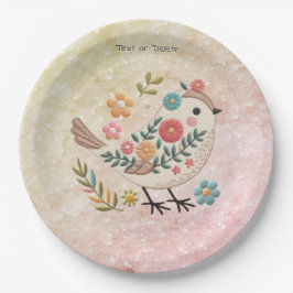 Little Bird Löv Flowers Rosa Papper Plate
