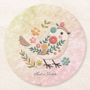 Little Bird Löv Flowers Rosa Papper Underlägg Rund