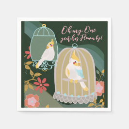 Little Bird Rainbow Grönt Girl First Birthday Pappersservett