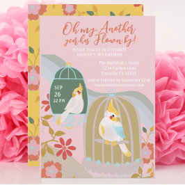 Little Bird Rainbow Rosa Girl Birthday Inbjudningar