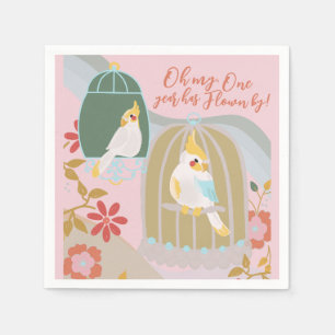 Little Bird Rainbow Rosa Girl First Birthday Pappersservett