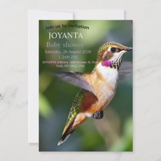 Little bird typography custom inbjudningar