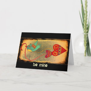 Little Bird Valentine Ukraine Folk Art Helgkort