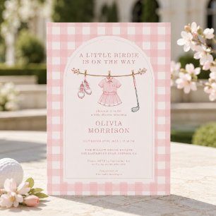 Little Birdie Golf Rosa Flickig Baby Shower Inbjudningar