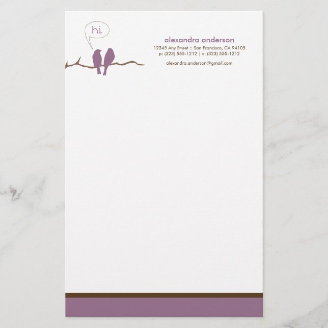 Little Birdies Anpassningsbar Designer Stationery  Brevpapper (Framsida)