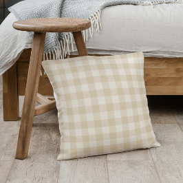 Little Birdies beige Gingham - mönster. Kudde