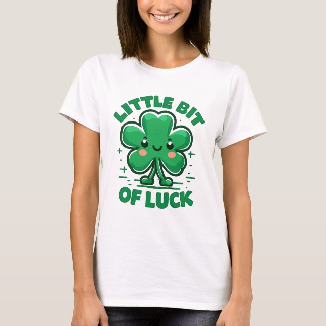 Little Bit of Luck – Cute Kawaii Clover  T Shirt (Framsida)