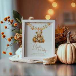 Little björnpumkin babydusch bokar för baby poster