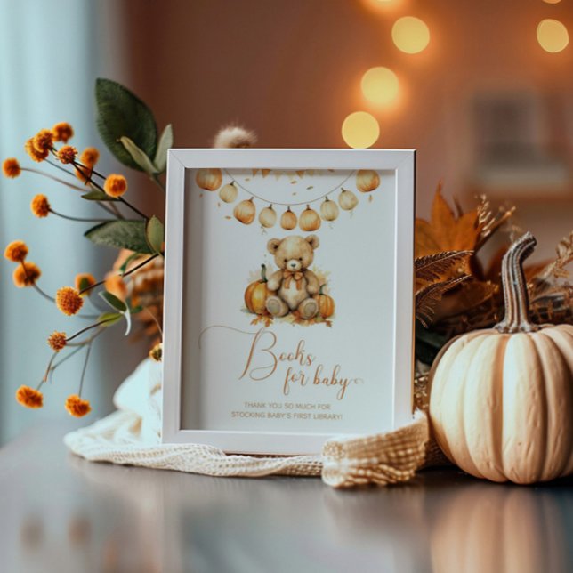 Little björnpumkin babydusch bokar för baby poster (Skapare uppladdad)