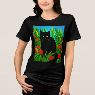 Little Black Cat i Tulip Garden T Shirt