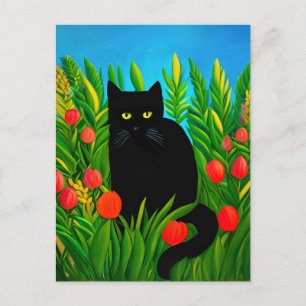 Little Black Cat i Tulip Garden Vykort