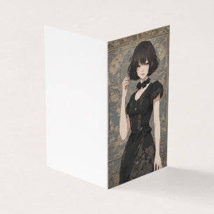 Little Black Dress Anime Fashionista LBD Blank Kort