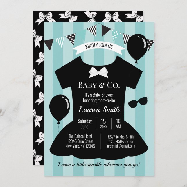 Little Black Dress Baby Shower Inbjudningar (Fram/baksida)