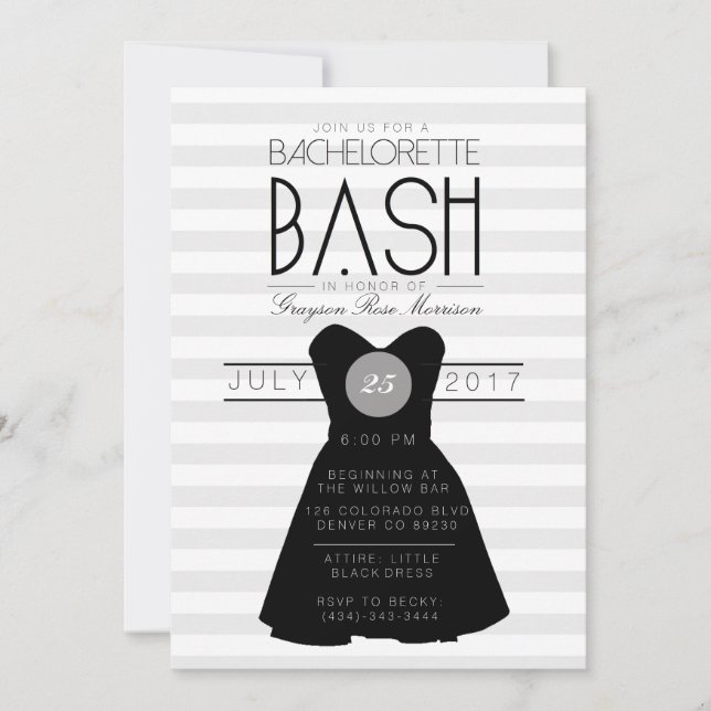 Little Black Dress Bachelorette Bash | PARTY Inbjudningar (Framsida)