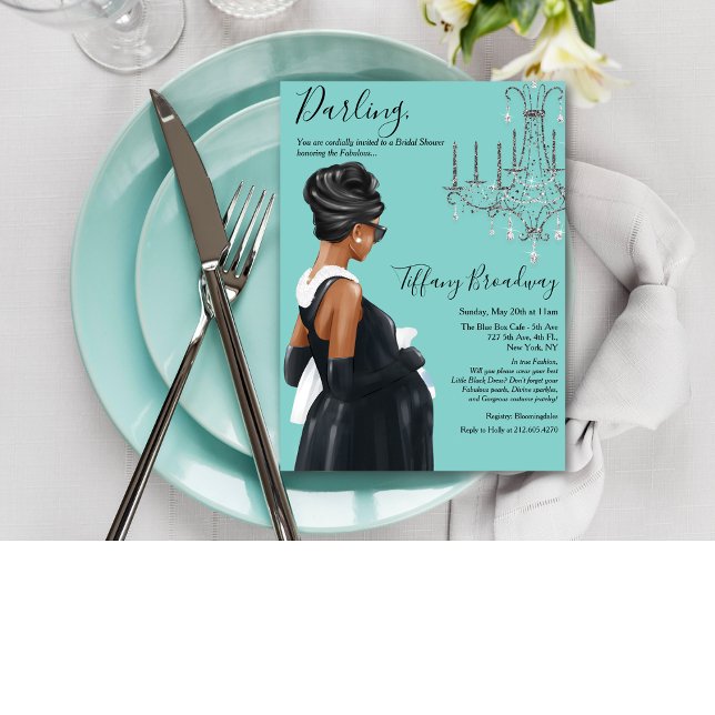 Little Black Dress Blue Glam Baby Shower Inbjudningar (Skapare uppladdad)