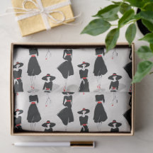 Little Black Dress Fashion Line Art Pattern