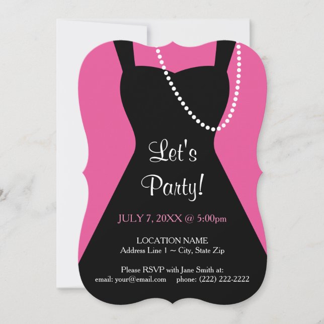 Little Black Dress-inbjudan | Bachelorette Party Inbjudningar (Framsida)