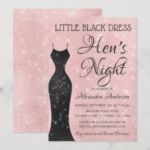 Little Black Dress  Rosa Hen's Natt Inbjudningar