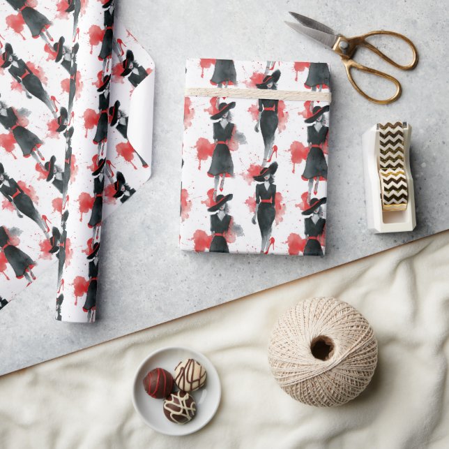 Little Black Dress Society Alcohol Ink Splash Fash Presentpapper (Hantverk)