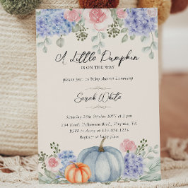 Little Blommigt Pumpkin Halloween Fall Baby Shower Inbjudningar