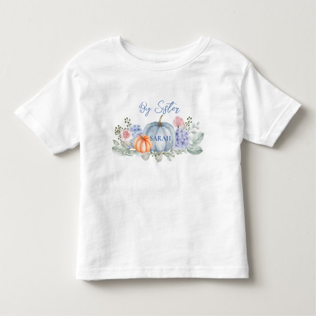 Little Blommigt Pumpkin Halloween Fall Baby Shower T Shirt (Framsida)