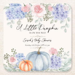 Little Blommigt Pumpkin Halloween Fall Baby Shower Underlägg Papper Kvadrat