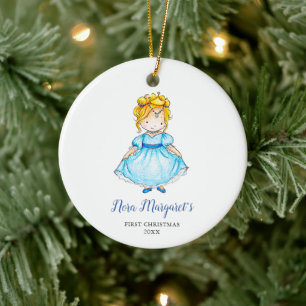 Little Blonde Princess Personlig Simple Girl Julgransprydnad Keramik