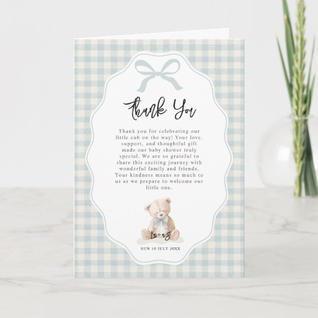 Little Blue Bearly Wait Baby Shower  Tack Kort (Framsida)