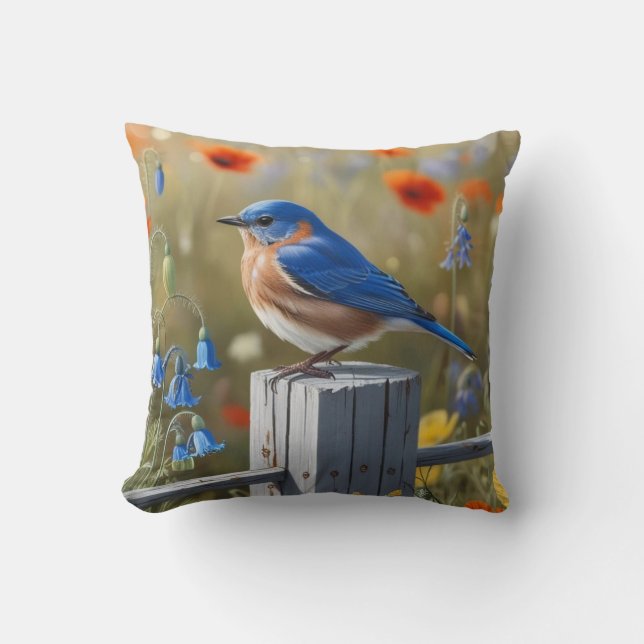 Little Blue Bird Dekorativ kudde (Framsida)