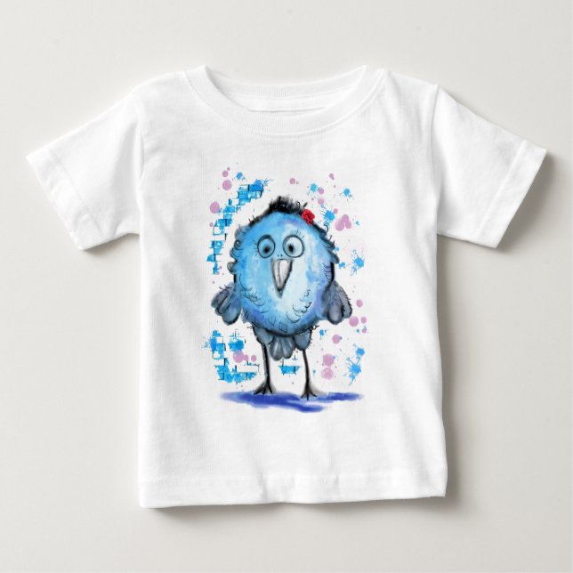 Little Blue Bird Funny Baby T-Shirt (Framsida)