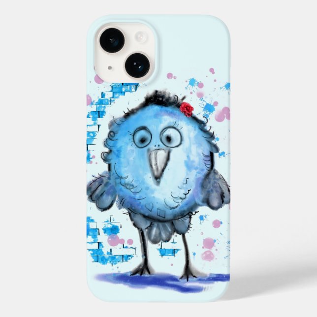 Little Blue Bird Funny iphone case (Baksida)