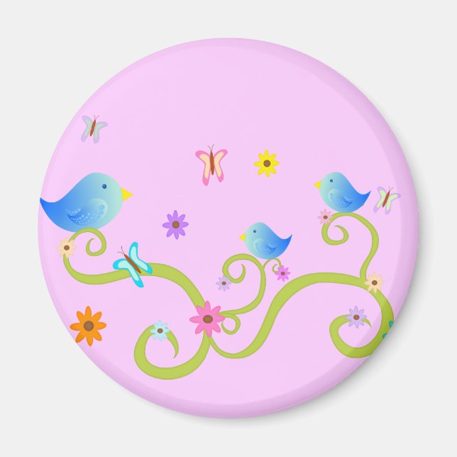 Little Blue Birdies Magnet (Framsidan)