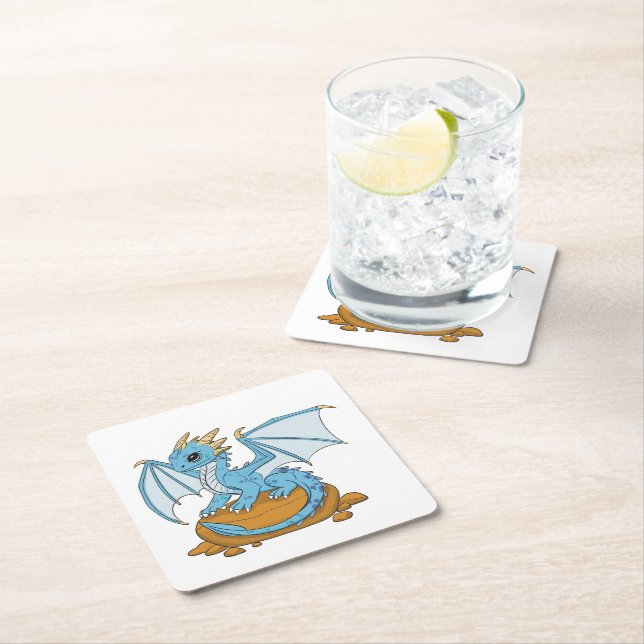 Little Blue Dragon Underlägg Papper Kvadrat (Insitu)