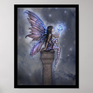 Little Blue Måne Fantasy Fairy Poster