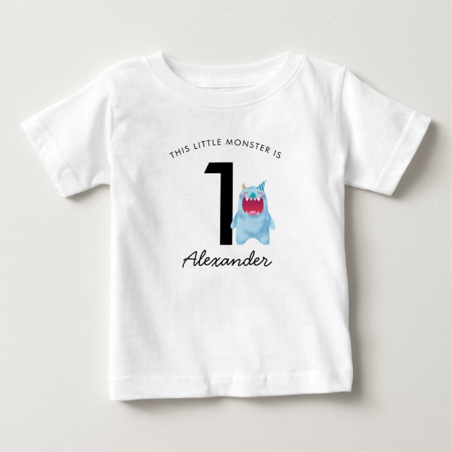 Little Blue Monster Birthday | Valfri ålder T Shirt (Framsida)