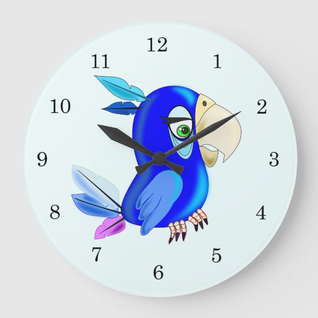 Little Blue Parrot Stor Klocka (Framsida)