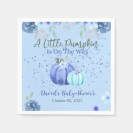 Little Blue Pumpkin Fall Blommigt Baby Shower Napk Pappersservett