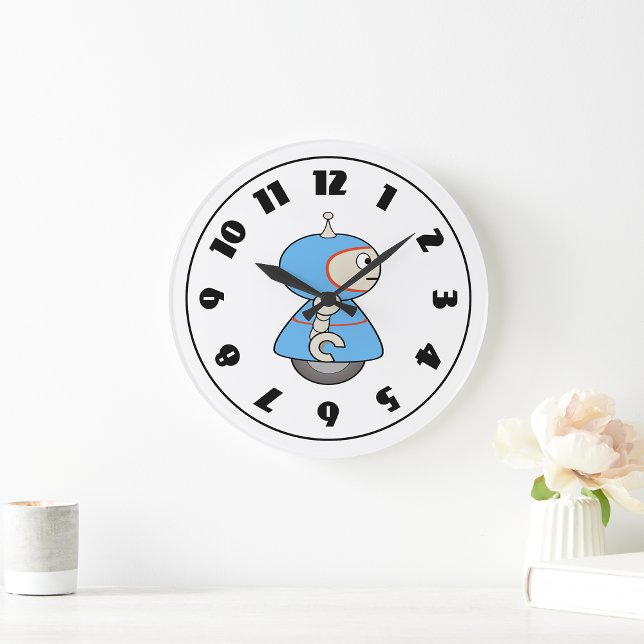 Little Blue Robot Clock Stor Klocka (Skapare uppladdad)