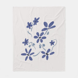 Little Blue Romantic Flowers Fleecefilt
