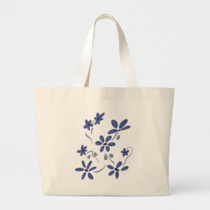 Little Blue Romantic Flowers Jumbo Tygkasse
