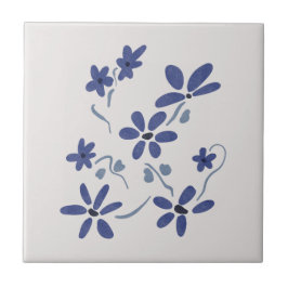 Little Blue Romantic Flowers Kakelplatta