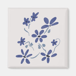Little Blue Romantic Flowers Magnet