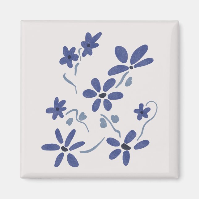 Little Blue Romantic Flowers Magnet (Framsidan)