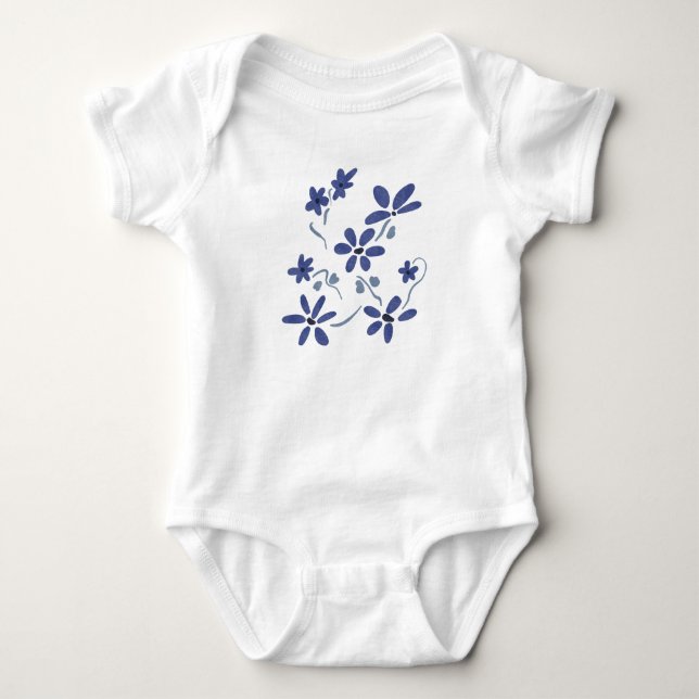 Little Blue Romantic Flowers T Shirt (Framsida)