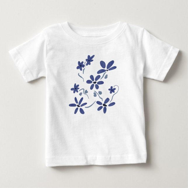 Little Blue Romantic Flowers T Shirt (Framsida)