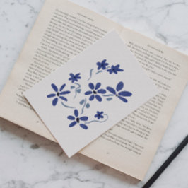 Little Blue Romantic Flowers Vykort