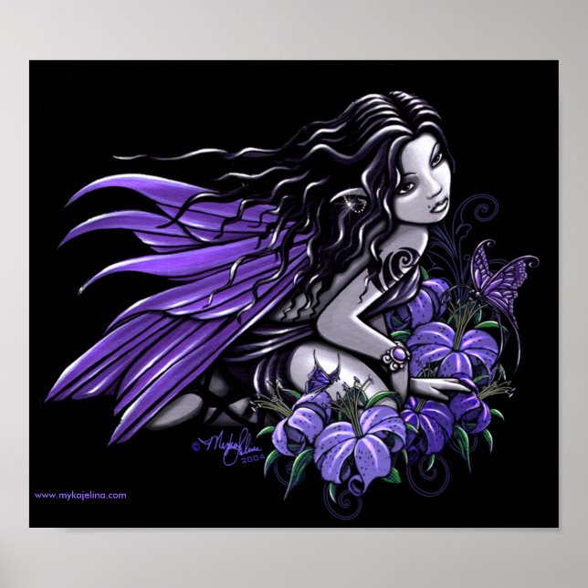 "Little Blue" Violet Butterfly Flower Fairy Poster (Framsidan)