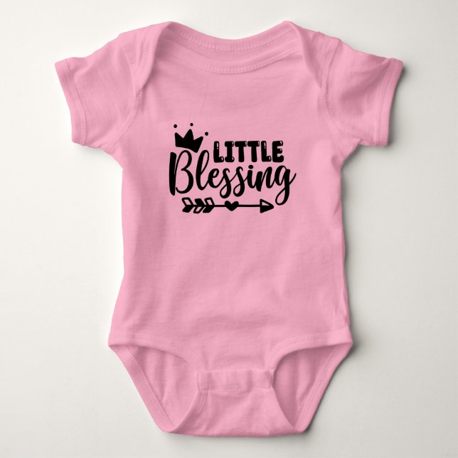 Little Bluting Rosa Kortärmad Baby Bodykostym T Shirt (Framsida)