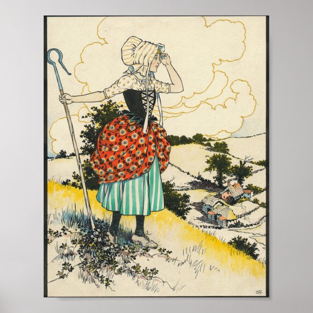 Little Bo Peep by Charles Folkard Poster (Framsidan)